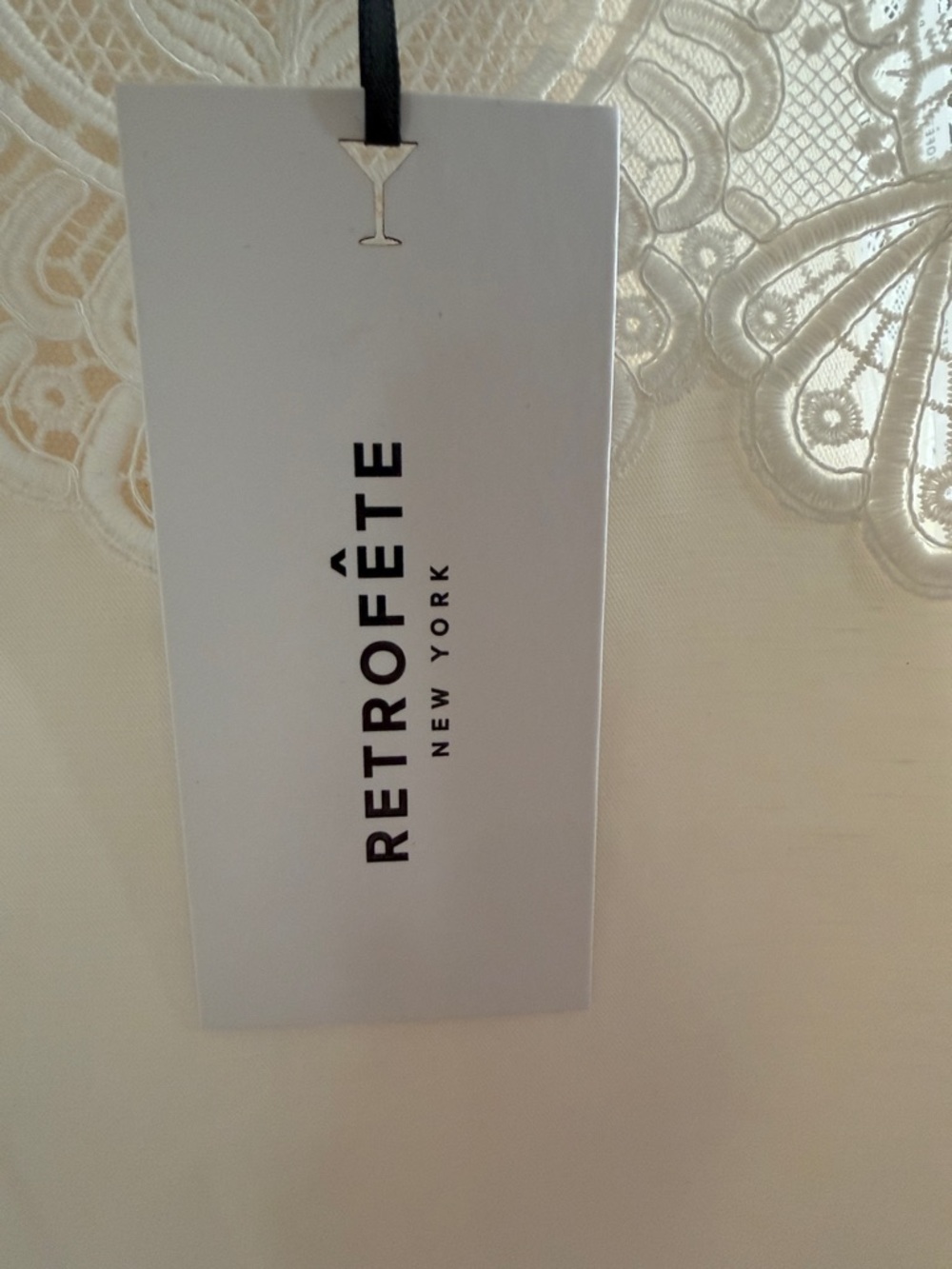 Retrofete White Linen Lace-Trim Mini Slip Dress - Picture 3 of 5